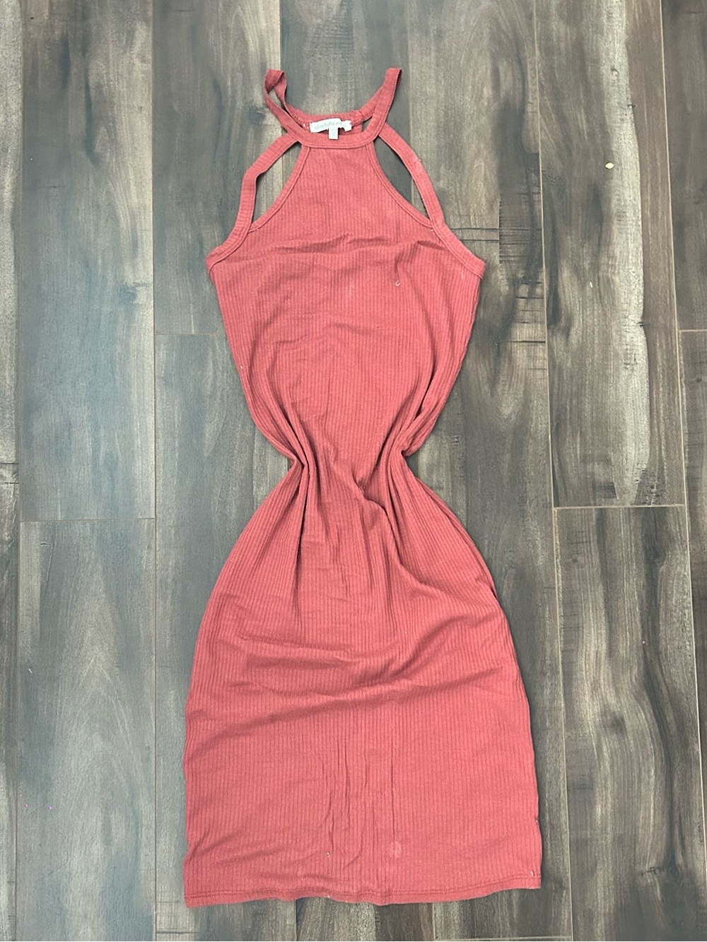 Charlotte Russe Ribbed Halter Midi Dress - Rose
